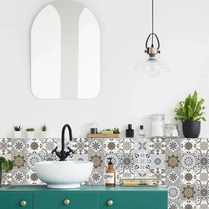 24 PCS Modern Style PVC Tile Stickers Waterproof Antifouling Self Adhesive  Kitchen Bathroom Floor Art Wall Decor Decals