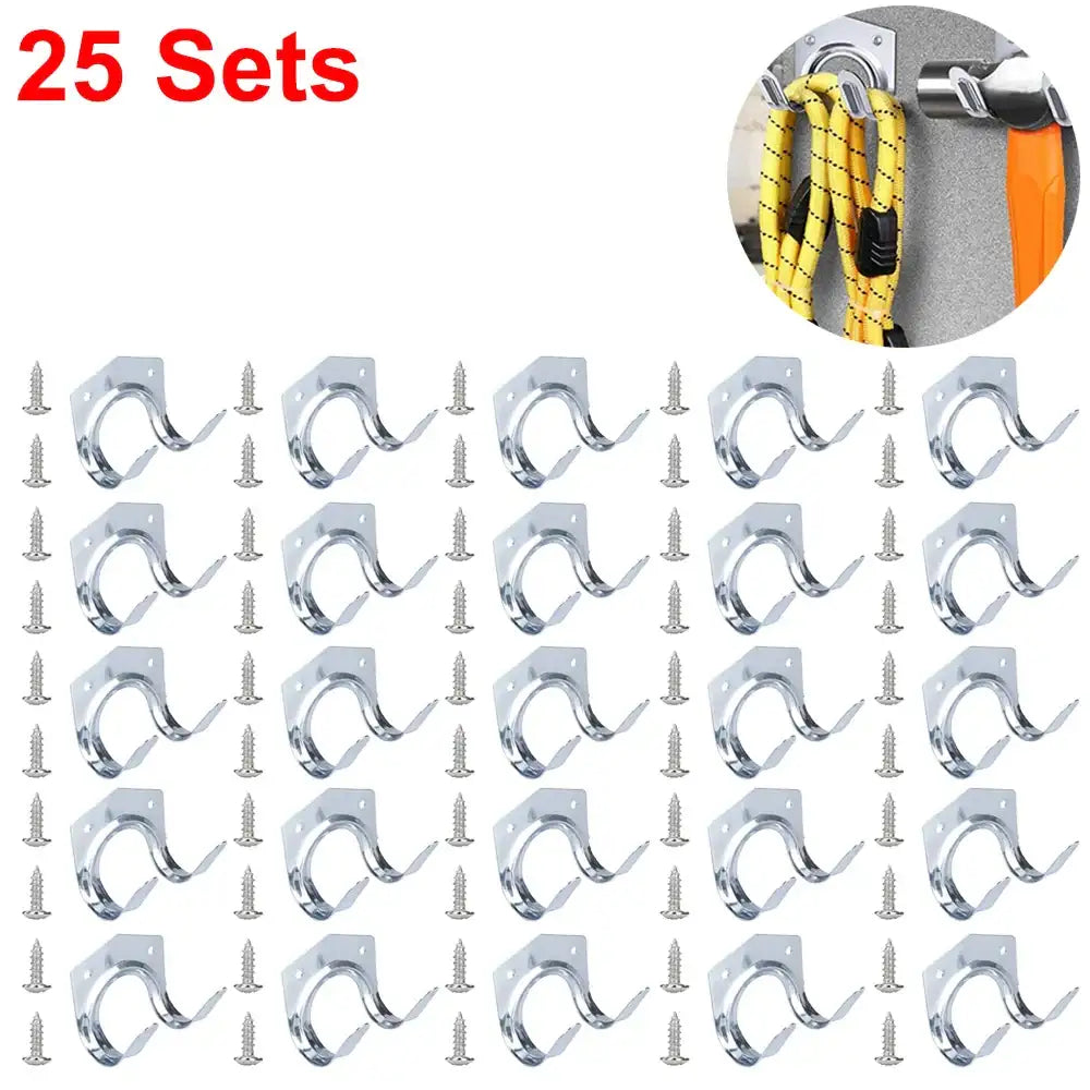 5-50Sets Multi-Purpose Wall Hook Metal Hanger Holder Double Hooks Garage Shed Hanging Organizer for Garden Kitchen Garage Tool