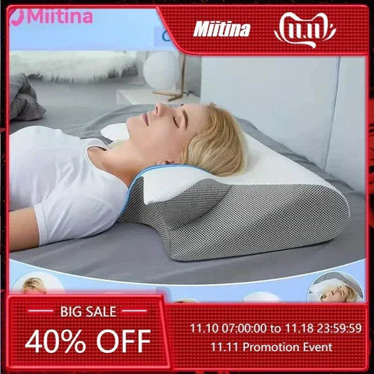 1pc Memory Foam Cervical Pillow, 2 in 1 Ergonomic Contour Orthopedic Pillow for Neck Pain Support Pillows Pillowcase replacement - My Chroma Cart