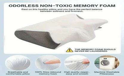 1pc Memory Foam Cervical Pillow, 2 in 1 Ergonomic Contour Orthopedic Pillow for Neck Pain Support Pillows Pillowcase replacement - My Chroma Cart