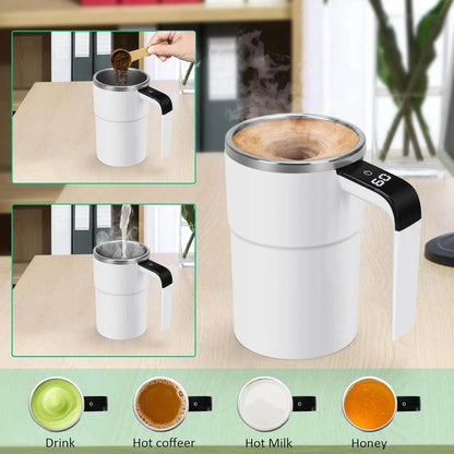 Automatic Self Stirring Magnetic Mug Coffee Self Mixing Mug USB Rechargeable Smart Thermal Cups with LCD Screen Food Safe Mug - My Chroma Cart