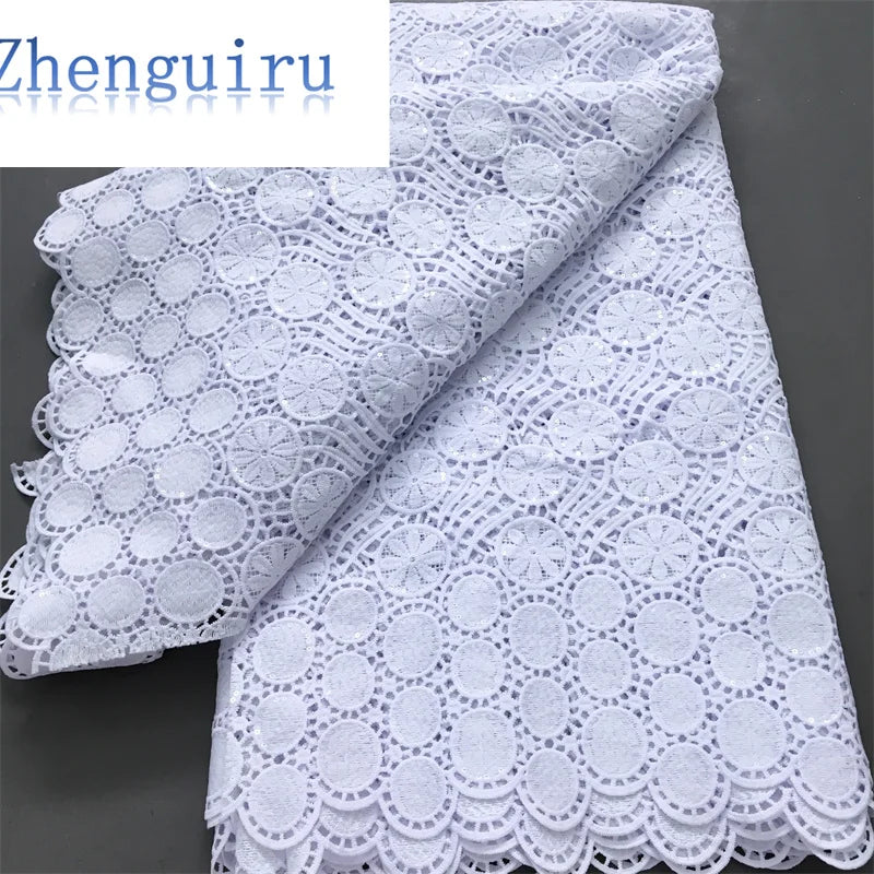White Nigerian Lace Fabric 2025
