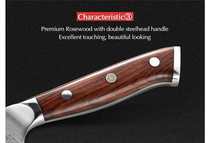XINZUO 5'' Inch Steak Knife Damascus VG10 Steel Kitchen Knives High Quality Cutter Tools Utility Knife with Rosewood Handle