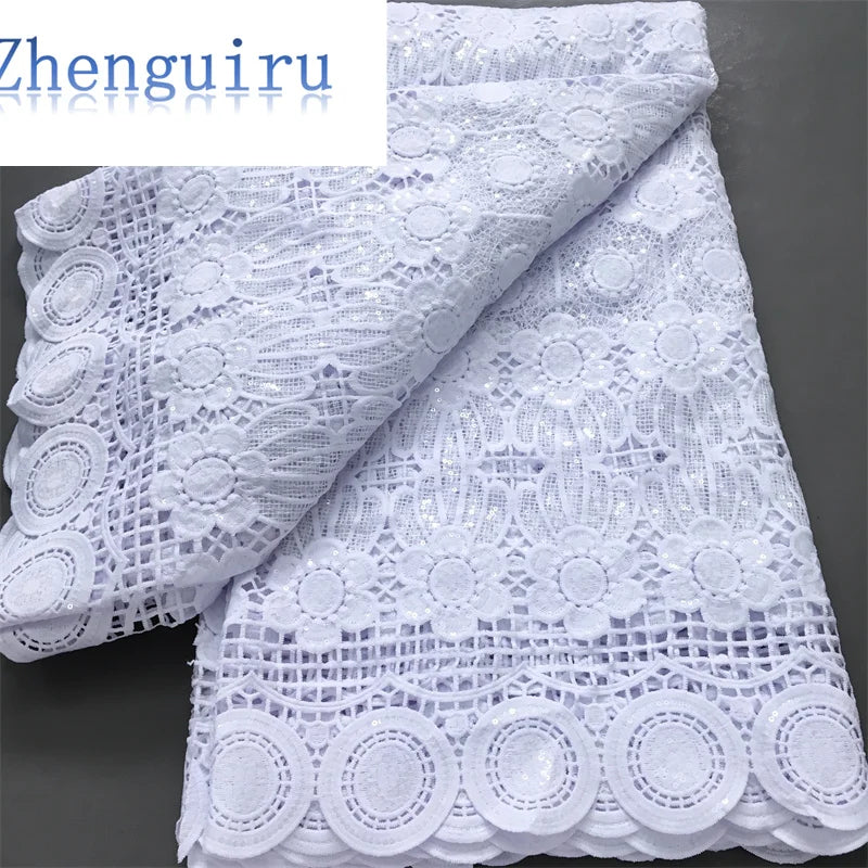 White Nigerian Lace Fabric 2025