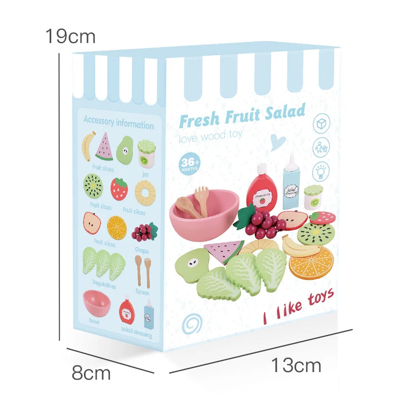 Kids Wooden Kitchen Pretend Play Cutting Food Toys