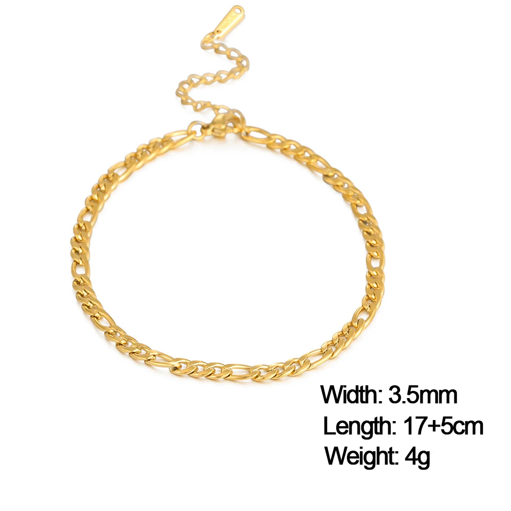 Skyrim Stainless Steel Gold Color Bracelet Twist Figaro Cuban Chain Bracelets Women Trendy Minimalist Jewelry Gifts Wholesale
