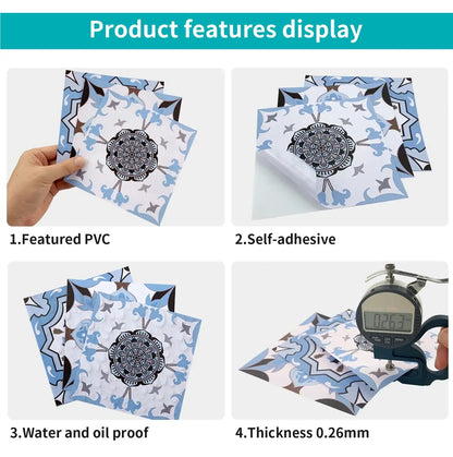 24 PCS Modern Style PVC Tile Stickers Waterproof Antifouling Self Adhesive  Kitchen Bathroom Floor Art Wall Decor Decals