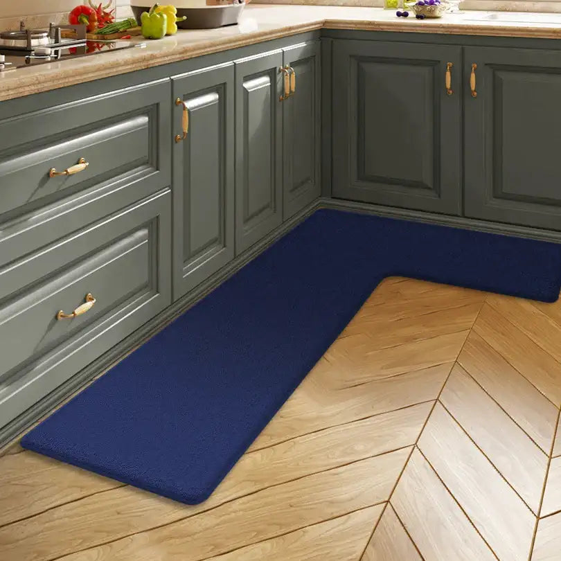 Simple kitchen floor mat flannel L-shaped water-absorbing pad foot pad non-slip long carpet
