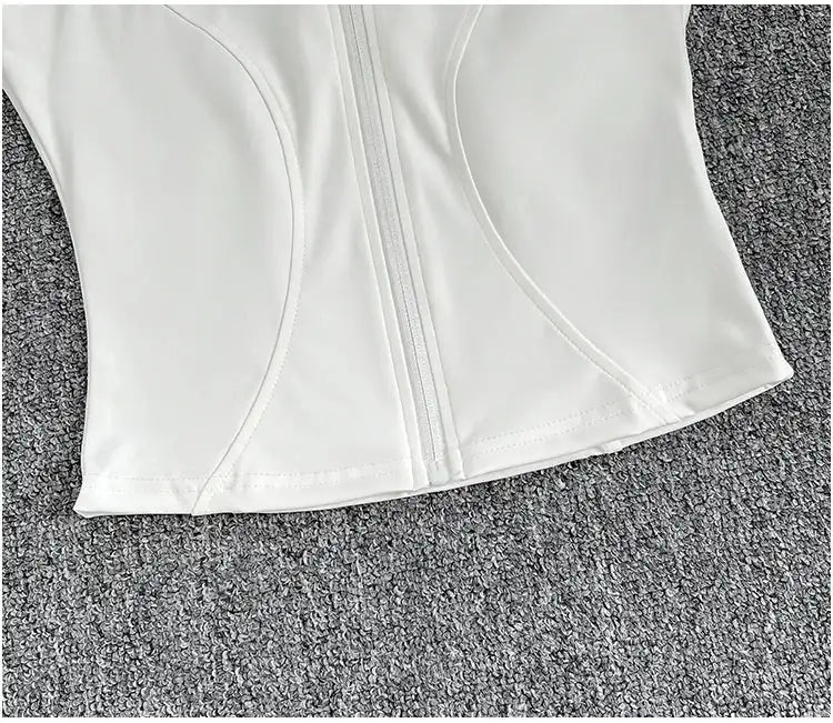 Women's Slim Fit Sport Sleeveless Top Quick Dry Elastic Stand Collar Yoga Fitness Clothing Summer Zipper