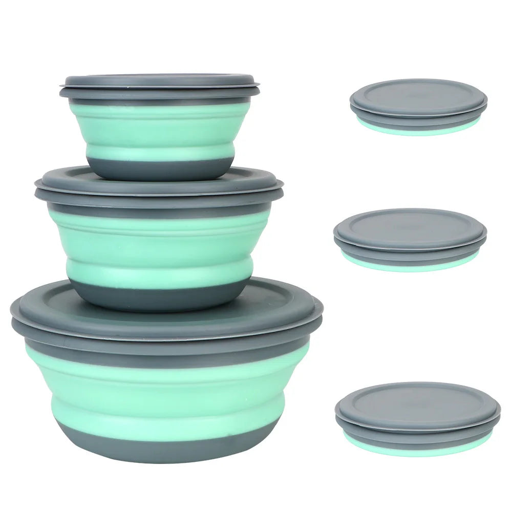 3pcs Silicone Folding Lunch Box with Lid