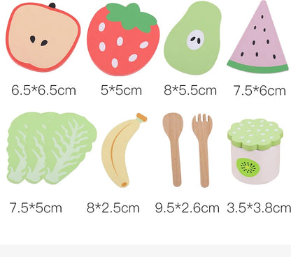 Kids Wooden Kitchen Pretend Play Cutting Food Toys