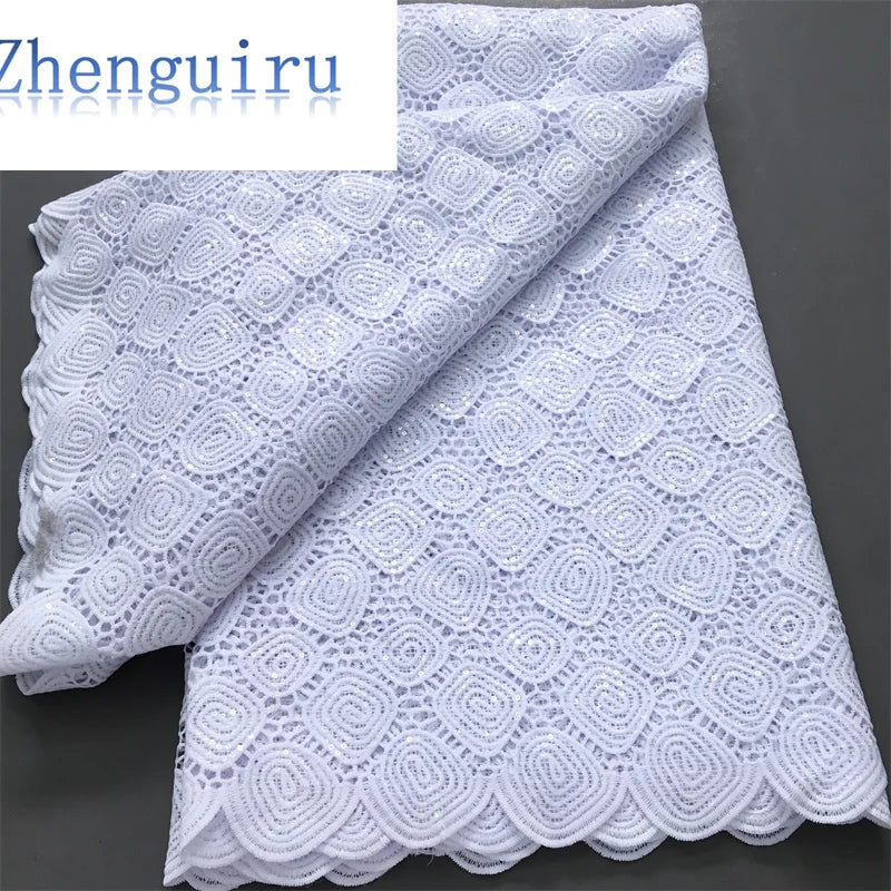 White Nigerian Lace Fabric 2025