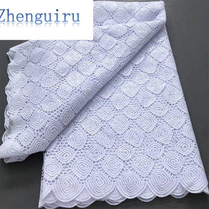 White Nigerian Lace Fabric 2025