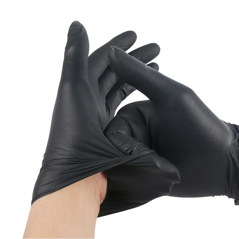 100pcs Disposable Black Nitrile Gloves