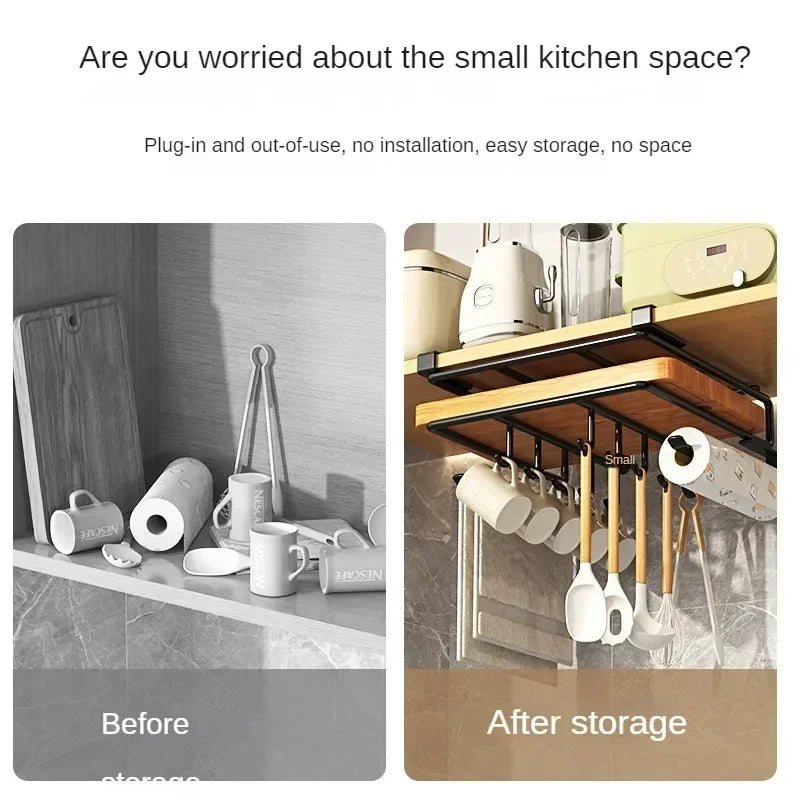 Kitchen Hanging Organizer Rack with Hooks