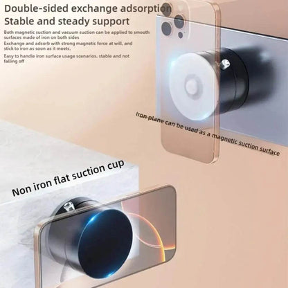 Vacuum Adsorption Magnetic Suction Cup Phone Mount Double Sided Hands-Free Magnetic Cell Phone Holder For Car/Gym/Mirror/Smoot - My Chroma Cart