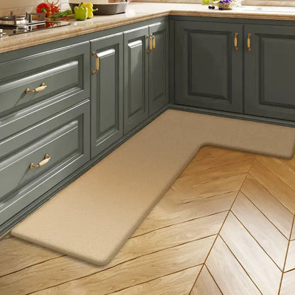 Simple kitchen floor mat flannel L-shaped water-absorbing pad foot pad non-slip long carpet