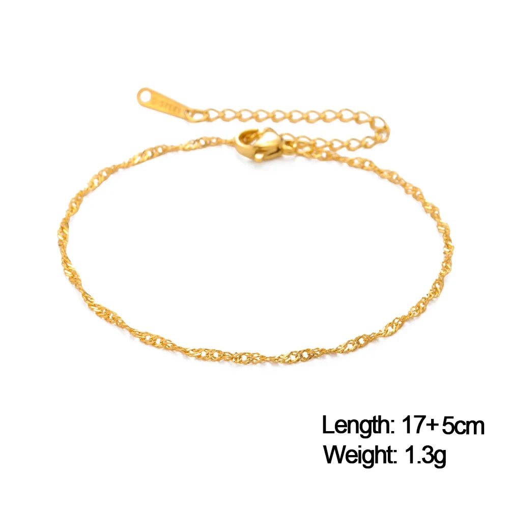 Skyrim Stainless Steel Gold Color Bracelet Twist Figaro Cuban Chain Bracelets Women Trendy Minimalist Jewelry Gifts Wholesale