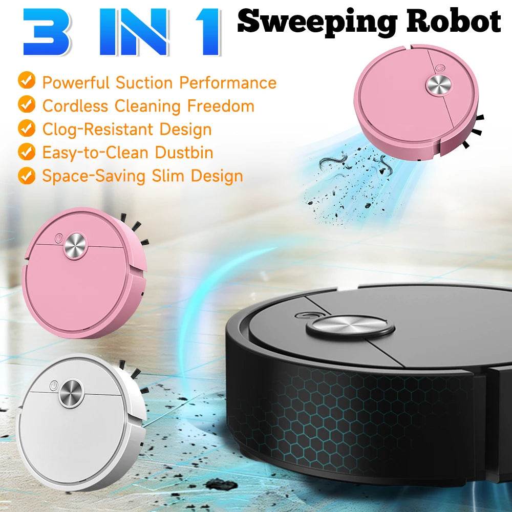 Sweeping Robot Vacuum Cleaner Mopping 3 In 1 Smart Wireless Dragging Cleaning Sweep Floor for Home Office Hair Stubborn Dirt - My Chroma Cart