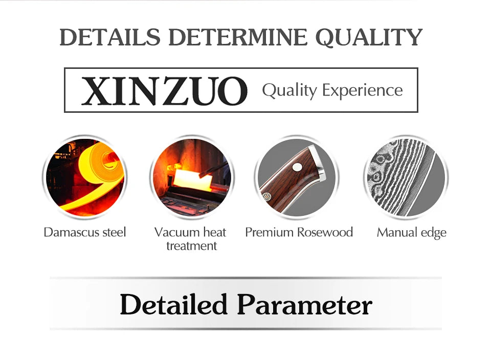 XINZUO 5 Inch VG10 Damascus Steak Knife Rosewood