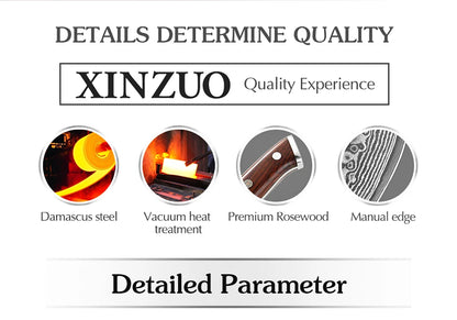 XINZUO 5 Inch VG10 Damascus Steak Knife Rosewood