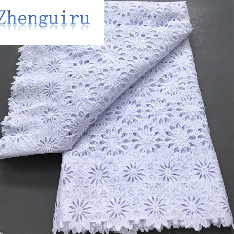 White Nigerian Lace Fabric 2025