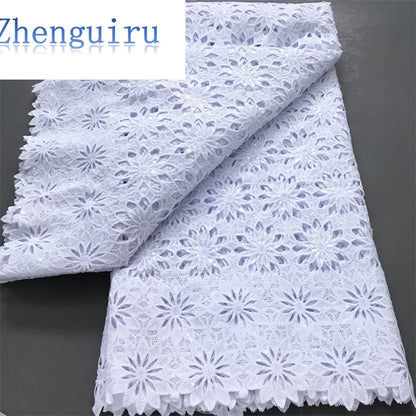 White Nigerian Lace Fabric 2025