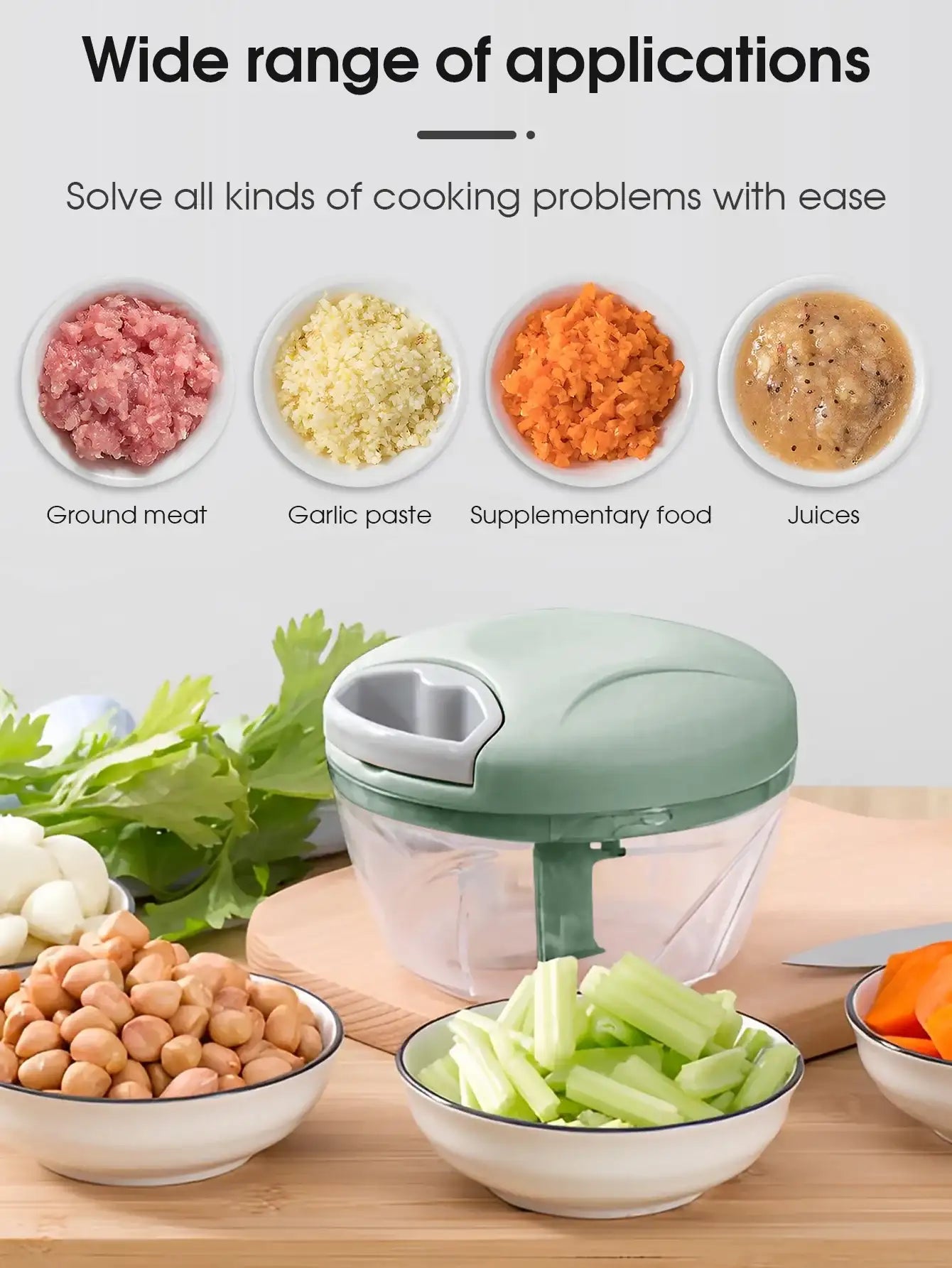 Home Kitchen Manual Ginger Grinder Garlic 500ml Mud Splasher Multifunctional Food Vegetable Cutter Handheld Meat Grinder