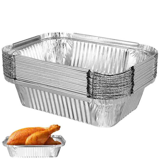 20 Pcs Large Deep Disposable Aluminum Foil Trays Baking Pans Oven Roasting Broiling Kitchen Dining Barbecue Grilling Pan Set