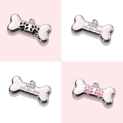 Anti-loss Metal Dog Tag Hanging Ornament Pet Collar Zinc Alloy Bone Hanging Ornament Engraved Identity Nameplate Pet Supplies