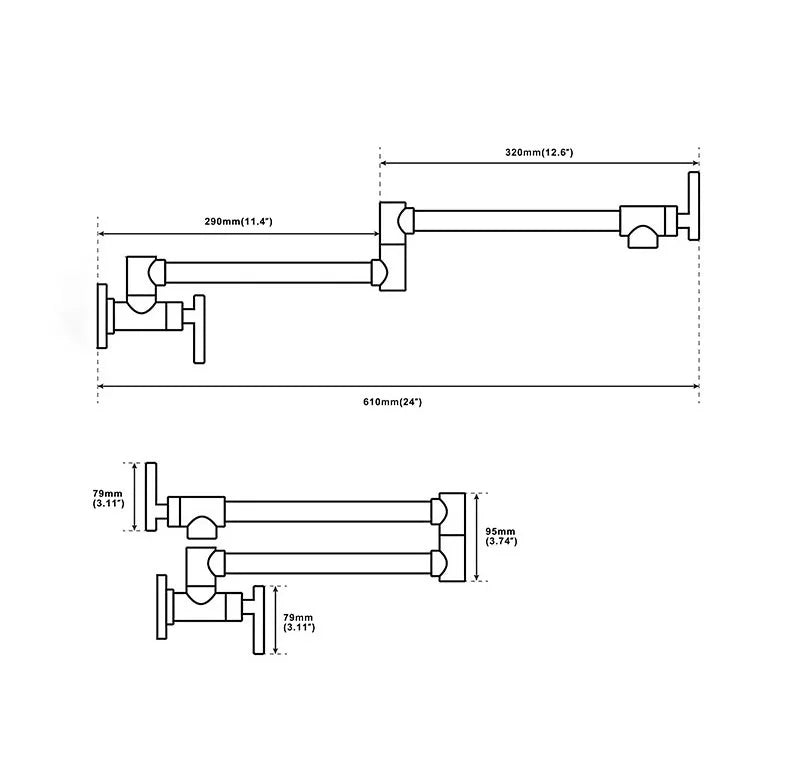 Wall Mounted Swivel Pot Filler Faucet
