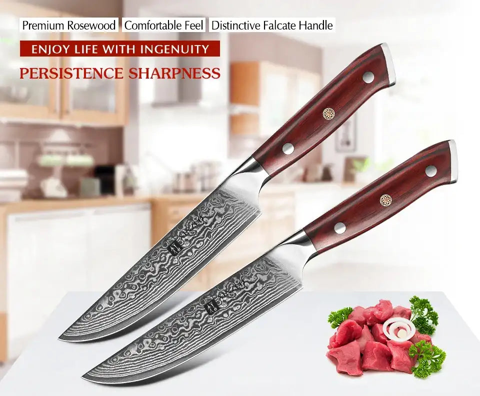 XINZUO 5'' Inch Steak Knife Damascus VG10 Steel Kitchen Knives High Quality Cutter Tools Utility Knife with Rosewood Handle