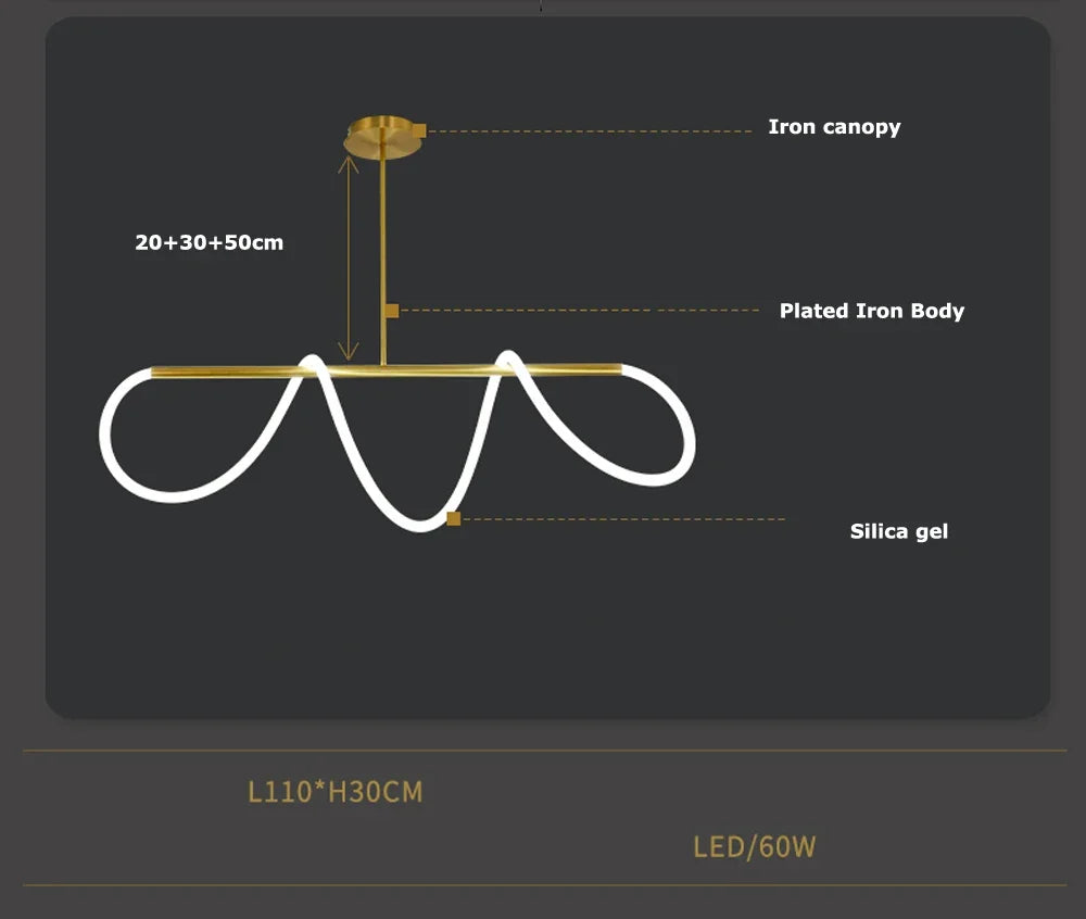 Nordic Gold LED Chandelier Dining Light