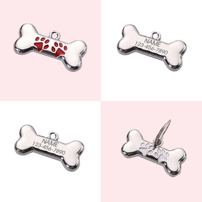 Anti-loss Metal Dog Tag Hanging Ornament Pet Collar Zinc Alloy Bone Hanging Ornament Engraved Identity Nameplate Pet Supplies
