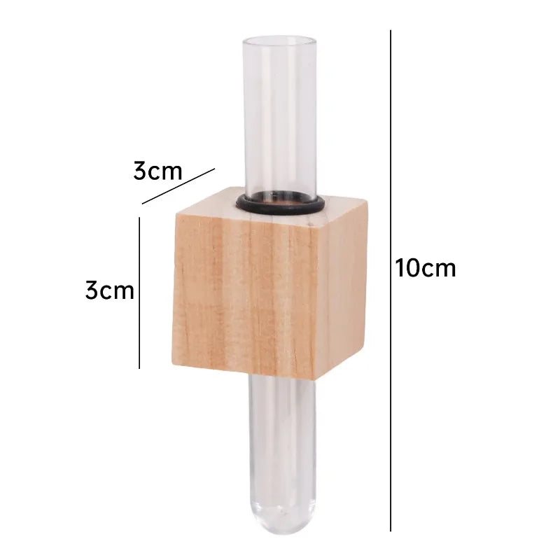Wood Test Tube Vase Magnetic Flower Decor