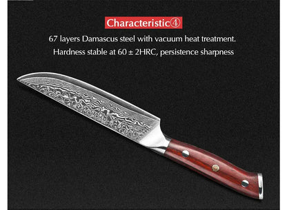 XINZUO 5'' Inch Steak Knife Damascus VG10 Steel Kitchen Knives High Quality Cutter Tools Utility Knife with Rosewood Handle