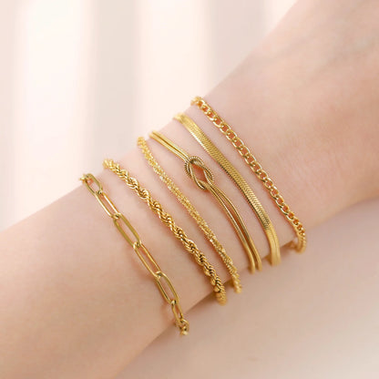 Skyrim Stainless Steel Gold Color Bracelet Twist Figaro Cuban Chain Bracelets Women Trendy Minimalist Jewelry Gifts Wholesale