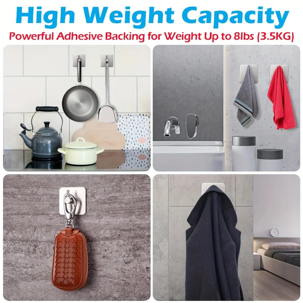 304 Steel Self-Adhesive Hooks 4pcs