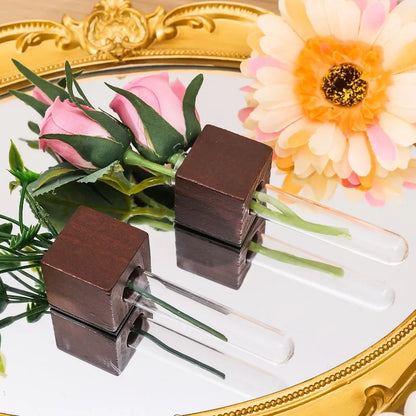 Wood Test Tube Vase Magnetic Flower Decor