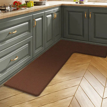Simple kitchen floor mat flannel L-shaped water-absorbing pad foot pad non-slip long carpet