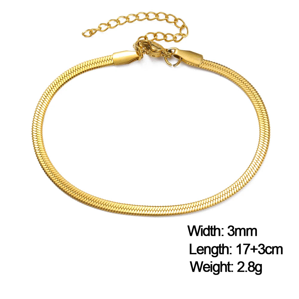 Skyrim Stainless Steel Gold Color Bracelet Twist Figaro Cuban Chain Bracelets Women Trendy Minimalist Jewelry Gifts Wholesale