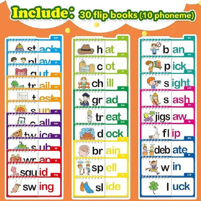 Reading Flip Book Read and Rhyme Flip Books Word Family Flip Books Flash Cards ABC Vocabulary Cards Montessori Educational - My Chroma Cart