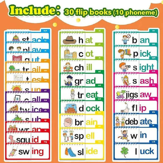 Reading Flip Book Read and Rhyme Flip Books Word Family Flip Books Flash Cards ABC Vocabulary Cards Montessori Educational - My Chroma Cart