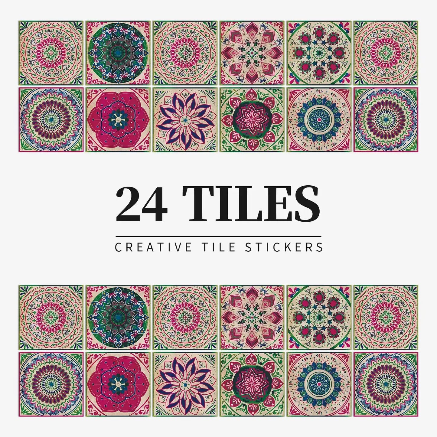 24 PCS Modern Style PVC Tile Stickers Waterproof Antifouling Self Adhesive  Kitchen Bathroom Floor Art Wall Decor Decals