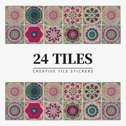 24 PCS Modern Style PVC Tile Stickers Waterproof Antifouling Self Adhesive  Kitchen Bathroom Floor Art Wall Decor Decals