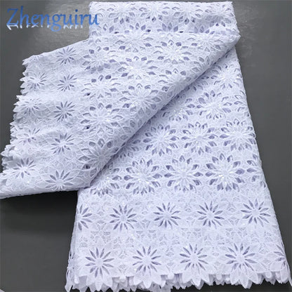 White Nigerian Lace Fabric 2025