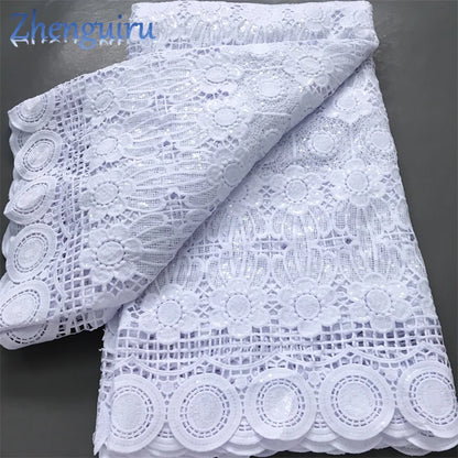 White Nigerian Lace Fabric 2025
