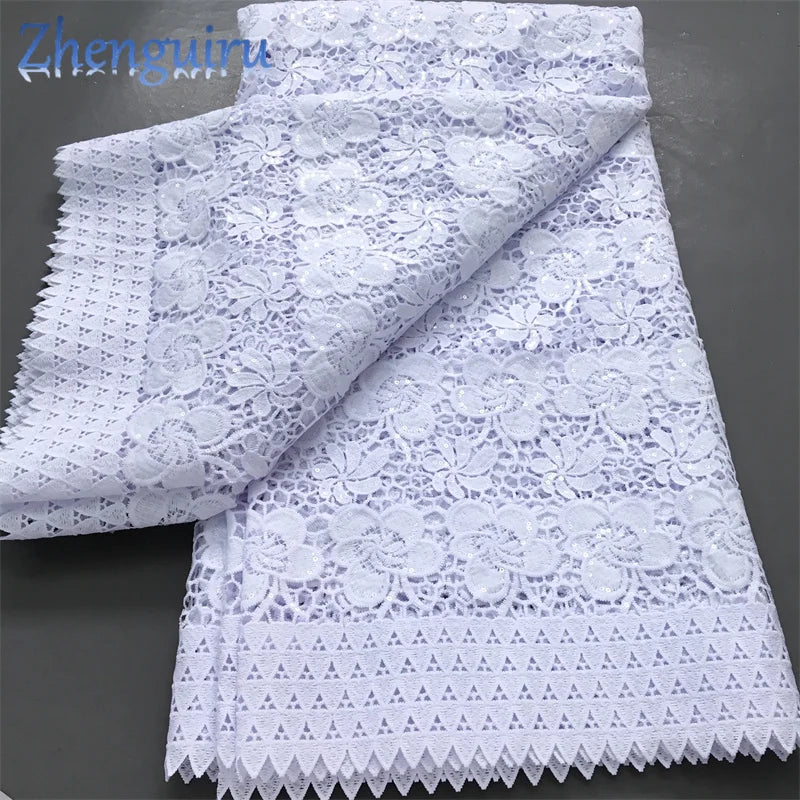 White Nigerian Lace Fabric 2025