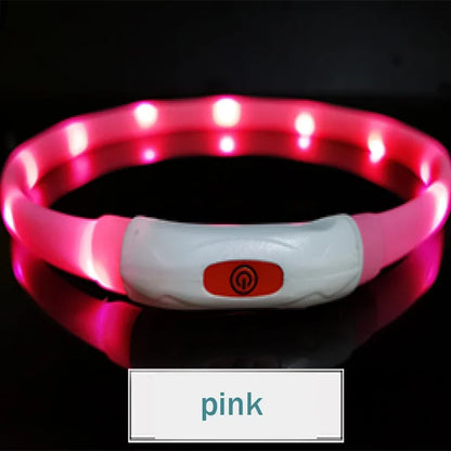 Silicone Led Dog Collar Usb Rechargeable Luminous Dog Collar Anti-Lost/Car Accident Safety Pet Light Collar for Dog Accessories