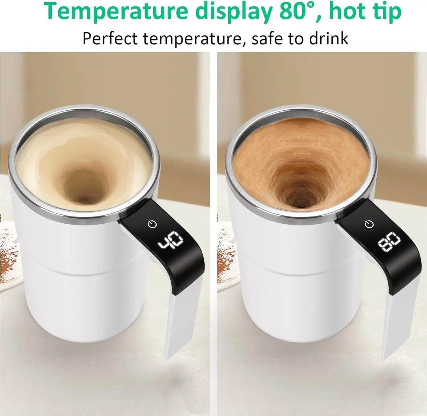 Automatic Self Stirring Magnetic Mug Coffee Self Mixing Mug USB Rechargeable Smart Thermal Cups with LCD Screen Food Safe Mug - My Chroma Cart